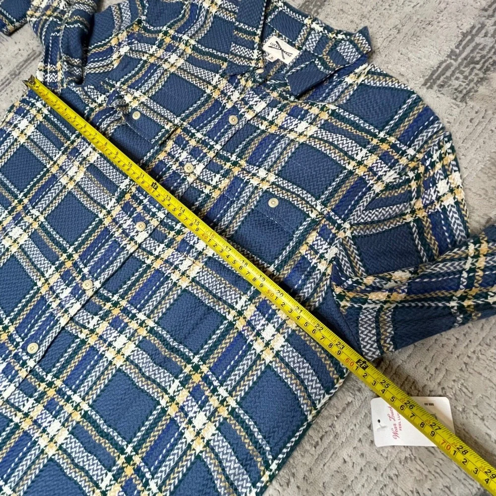NEW Lucky Brand Mens XL Blue Herringbone Flannel Humboldt Utility Shirt Long Sle
